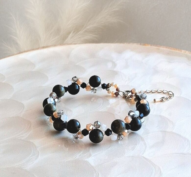 Zelta obsidiāna rokassprādze